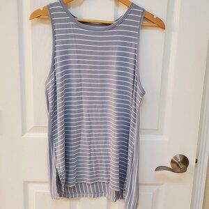 Loft split hem tank - light blue/white stripes Size Medium